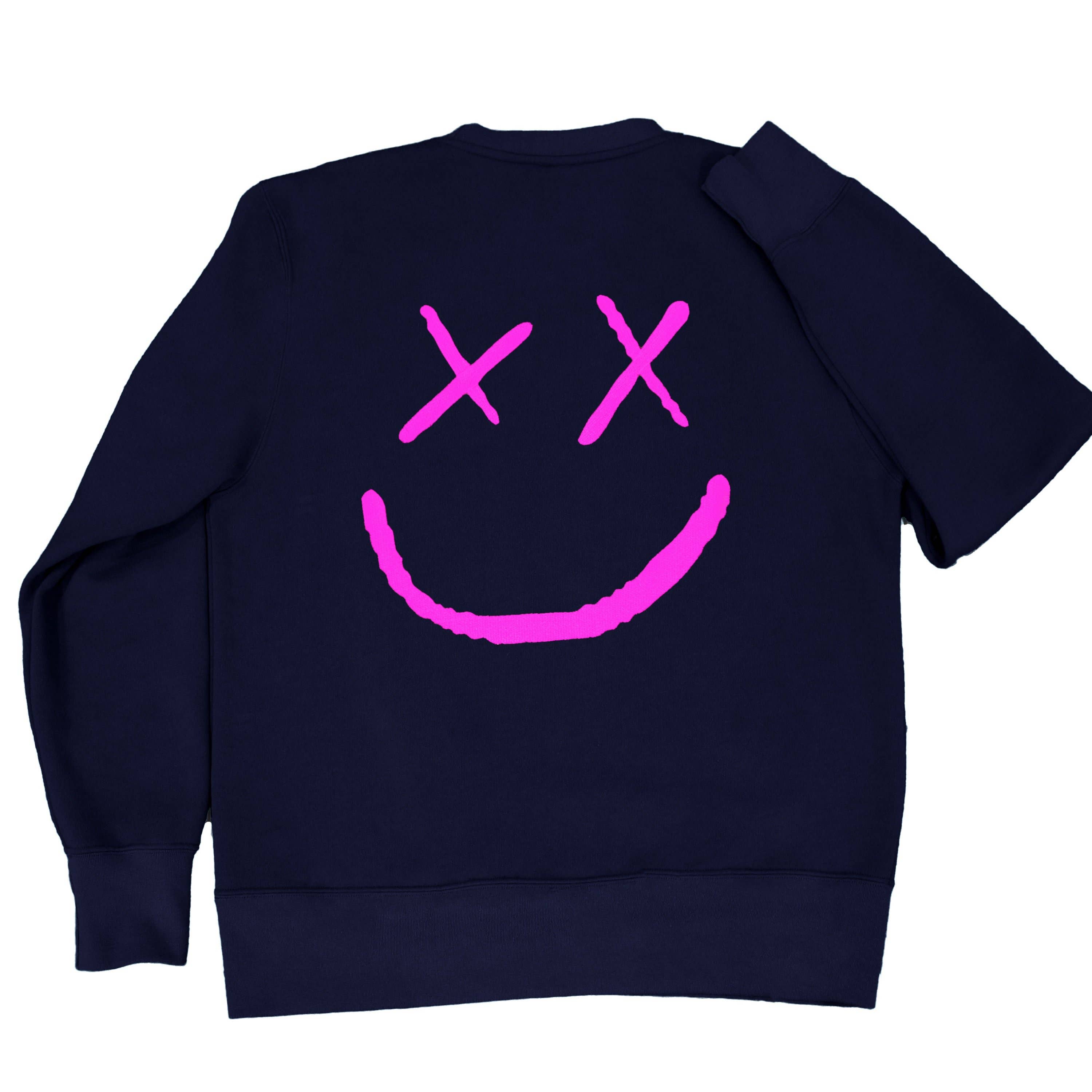 Aqüe Apparel - Wholesale Sweatshirt - Women's - HAPPY FACE NAVY Sweatshirt0
