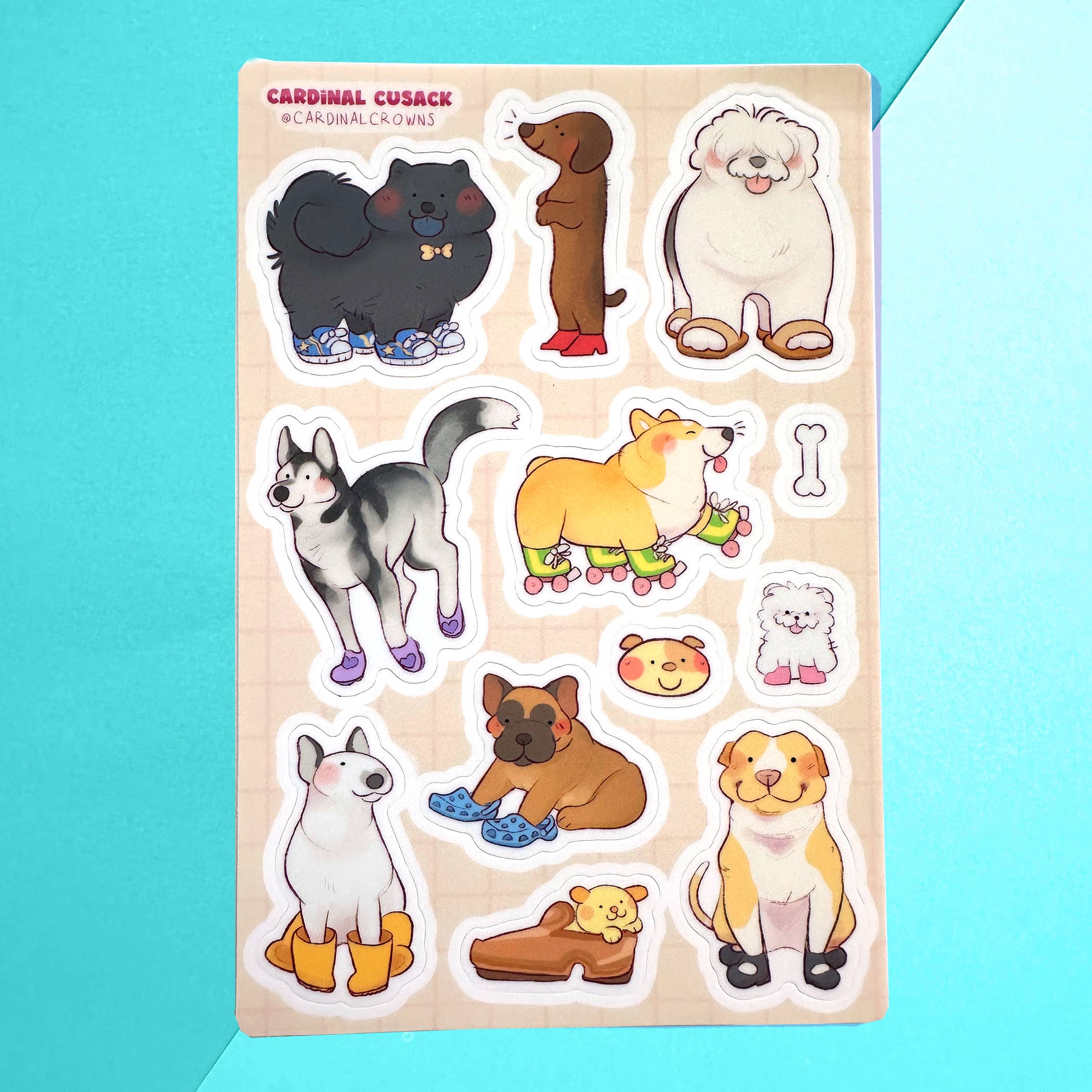 Dogs in Shoes Sticker Sheet for wholesale by cardinalcrowns