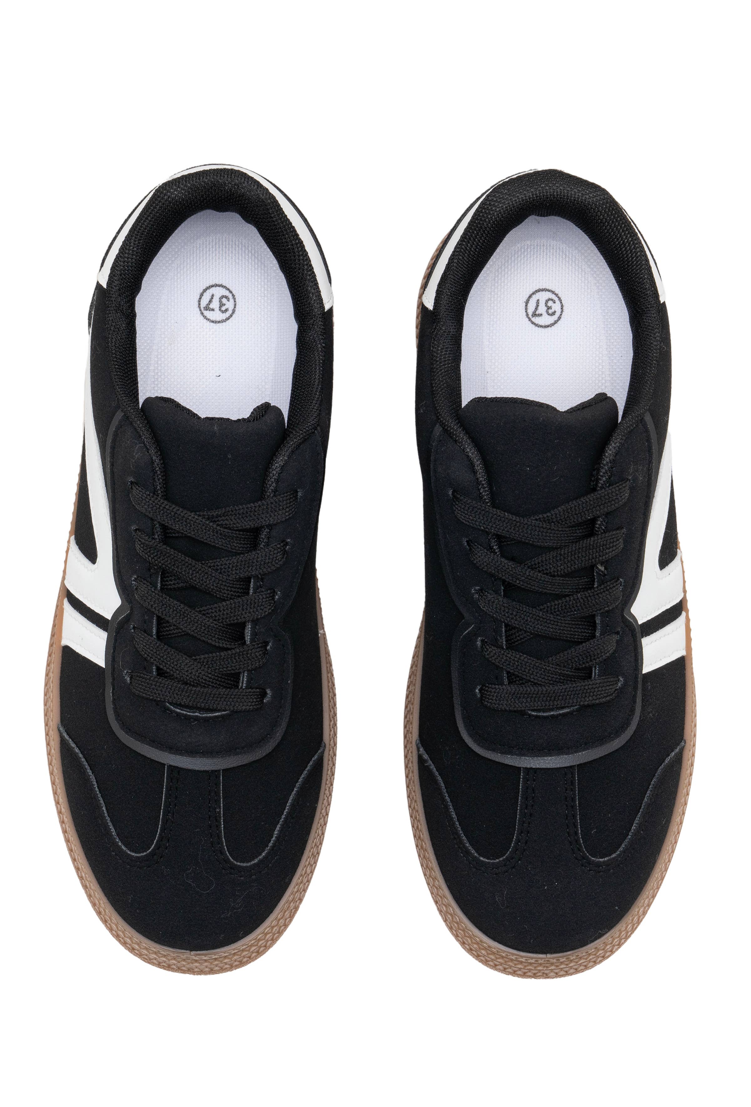 C'M PARIS - Wholesale Lifestyle Sneakers - Women's - Retro Sneakers with Side Stripe and Gum Sole 12182