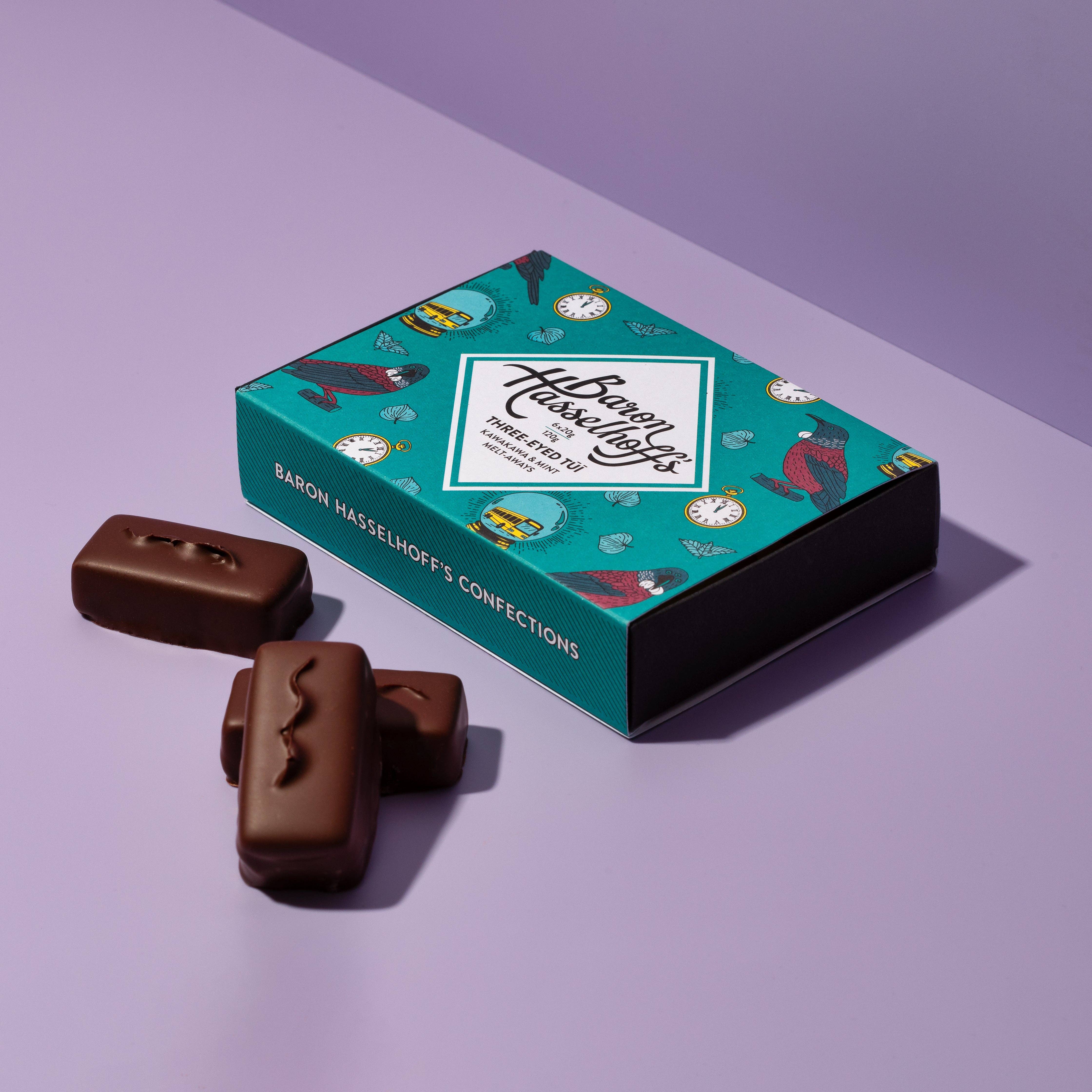 Baron Hasselhoff's - Vente Barre chocolatée - Tui à trois yeux - Fondants à la menthe et au kawakawa0