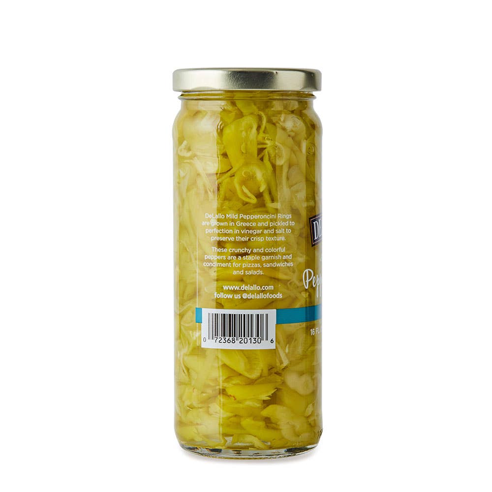 Delallo - Wholesale Pickled Vegetables - Sliced Mild Pepperoncini Peppers (16 oz.)1