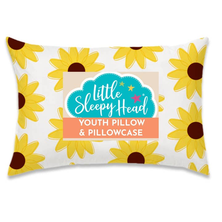 Youth Pillow + Pillowcase Set - Sunflowers - 16"x22" for wholesale by Little Sleepy Head