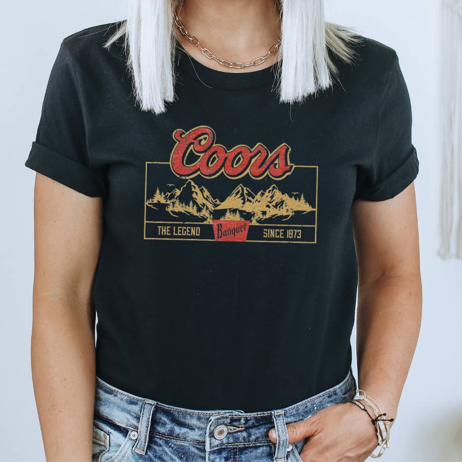 Dakota Soul Tees - Vente T-shirt sérigraphié – femme - T-shirt Coors Banquet Rodeo | T-shirt Coors | Chemise d'été2