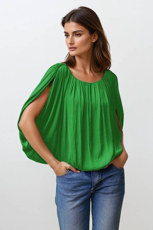 Naked Zebra - Venta al por mayor Blusa - Mujer - Blusa burbuja con drapeado griego1