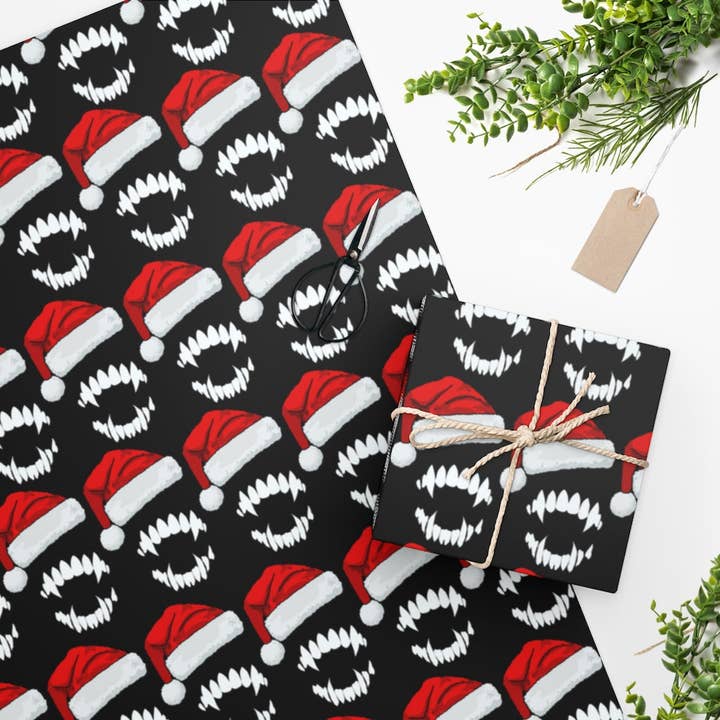 Vampire Santa - Christmas Gift Wrapping Paper for wholesale by Modern Design Paper Co.