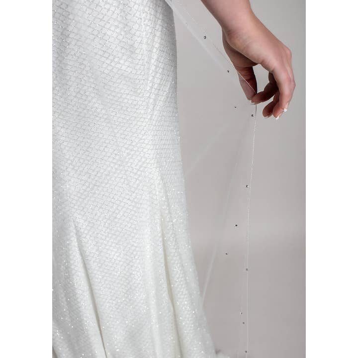 Ariel Taub - Wholesale Veil - Women's - 2301 Silver Pencil Edge and Crystal Trimmed Chapel Veil1