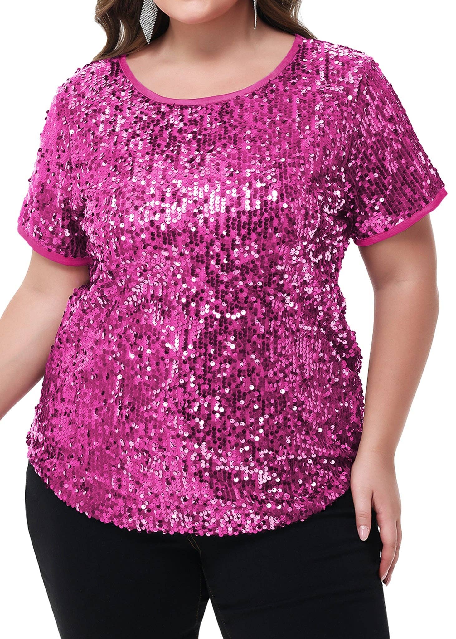 Anna Kaci Wholesale - Wholesale Blouse - Women's - Sequin Tops Plus Size Sparkle Glitter Party Blouse10