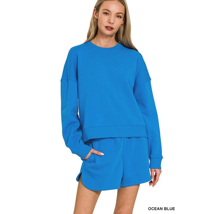 Fleece sweatshirt met lange mouwen en korte broek 2-delige set voor wholesale door HiteJeans