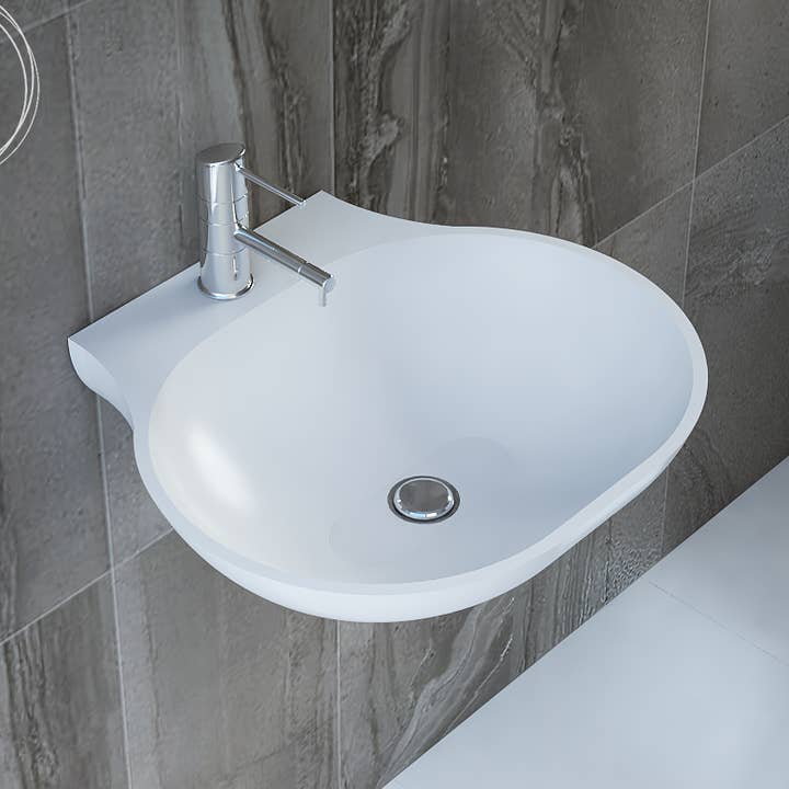 Wall-mounted basin in Solid Surface "MARINE" for wholesale by BAINS NEO