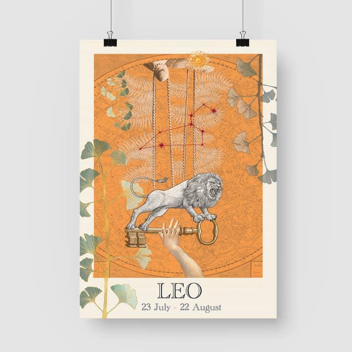 Affiche du signe astrologique du lion - A3 pour la vente par sidonie blondel