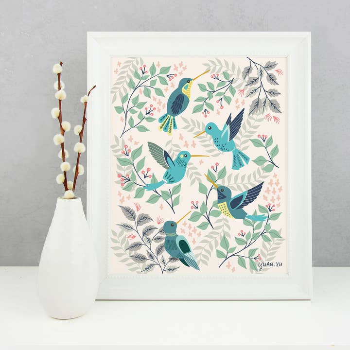 Hummingbirds Art Print for wholesale by Lemon Drop Papers, Inc.