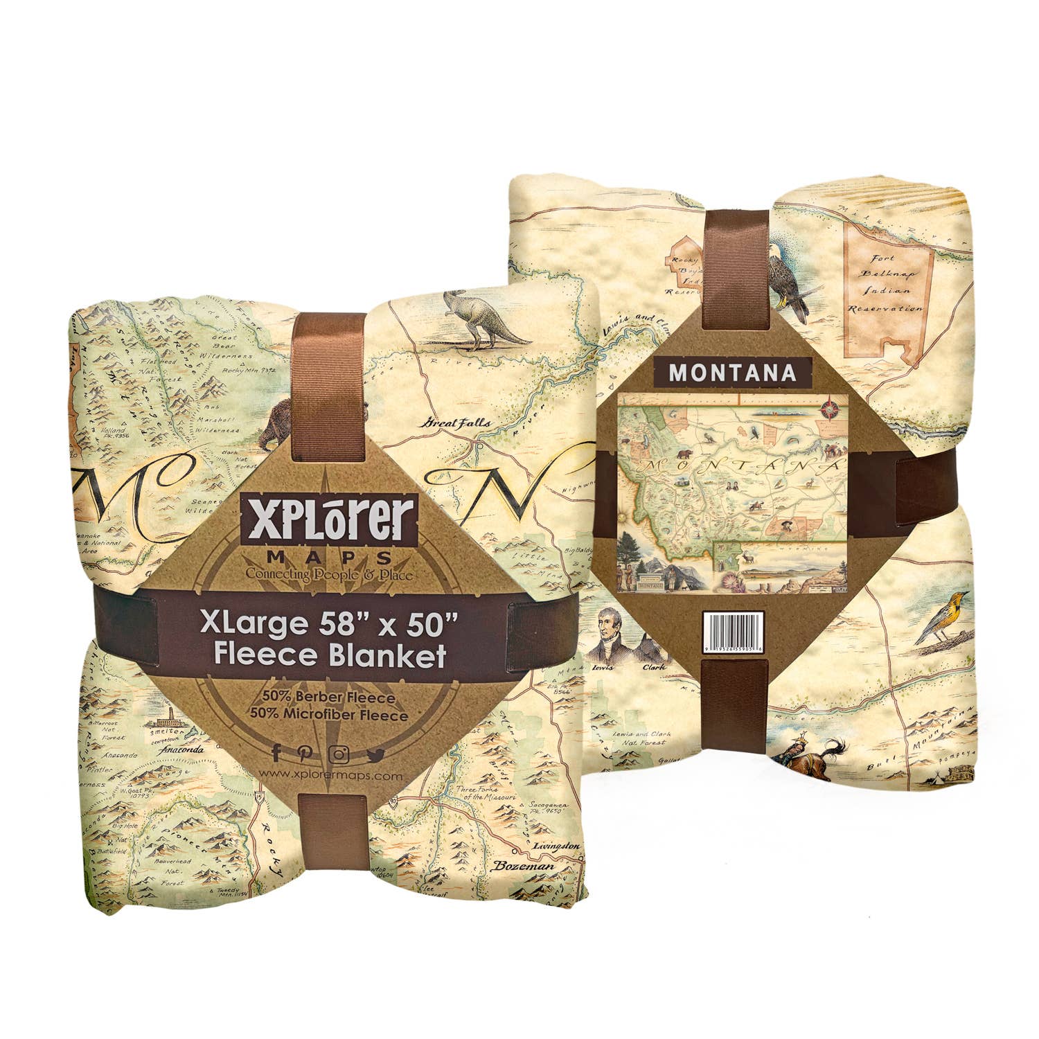 XPLORER MAPS - Wholesale Throw Blanket - Montana Map Blanket - Berber & Micro Fleece Throw5