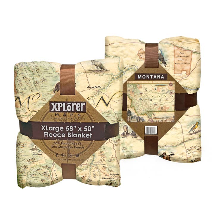 XPLORER MAPS - Wholesale Throw Blanket - Montana Map Blanket - Berber & Micro Fleece Throw5
