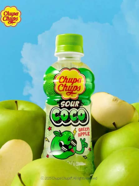 (S5-03)Chupa Chups - Coco Acidulé Pomme Verte 240ml x 24 unités pour la vente par iSweet.ca