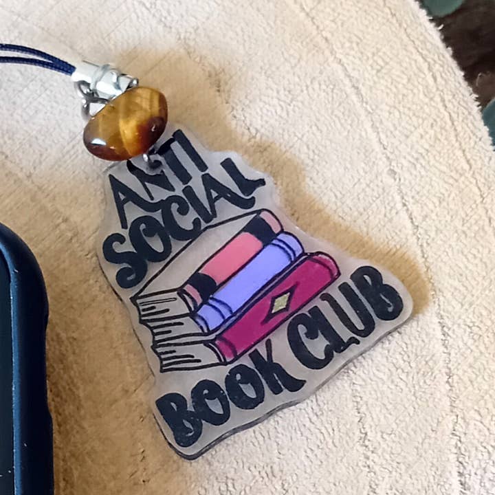 Anti Social Book Club Phone Charm Tiger's Eye for wholesale by La baleine qui embosse