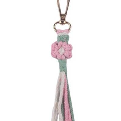 Fleur de lys collections - Vente Porte-clés – femme - Porte-clés fait main au crochet floral rose et vert
