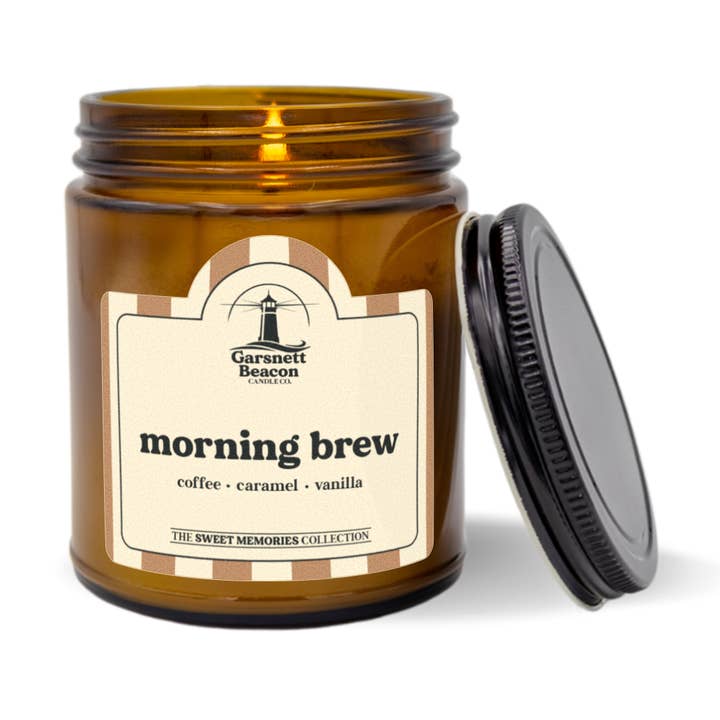 Garsnett Beacon Candle Co. - Wholesale Jar/Filled Candle - Morning Brew Candle - Coffee, Caramel, Vanilla Scent1