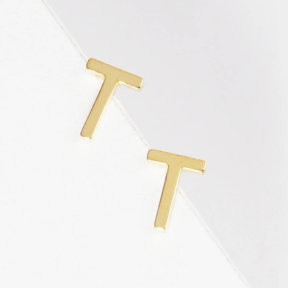Sensibling Corp. - Wholesale Stud/Post Earrings - Gold Dipped Metal Initial Monogram Stud Earrings44