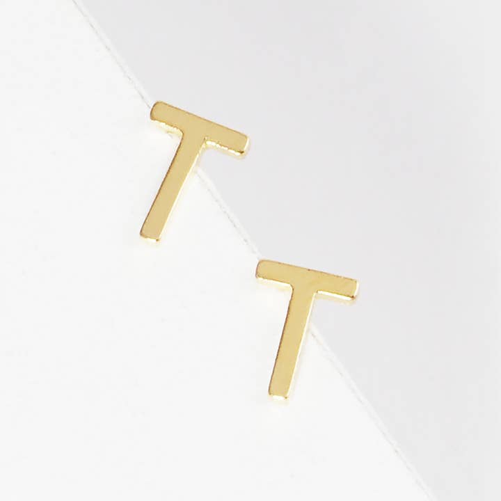 Sensibling Corp. - Wholesale Stud/Post Earrings - Gold Dipped Metal Initial Monogram Stud Earrings44