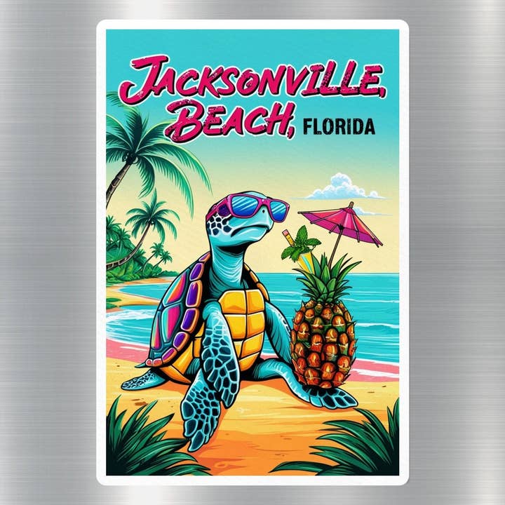 Jacksonville Beach Florida Turtle Sticker for wholesale by GraffMerch.com