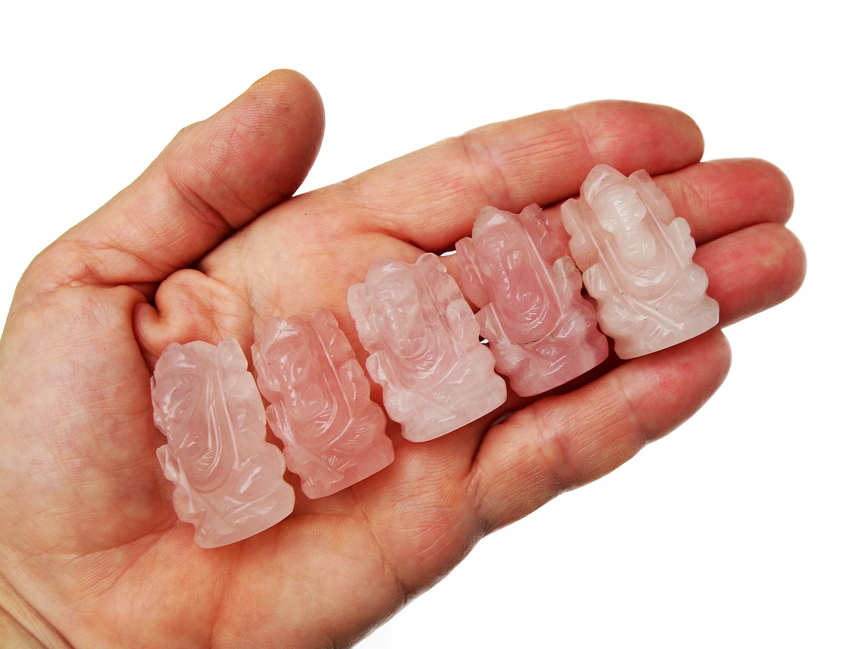Kaia & Crystals - Wholesale Spiritual Stone/Crystal - Mini Rose Quartz Ganesha Sculputure (30mm - 35mm) - Hand Carved Stone1