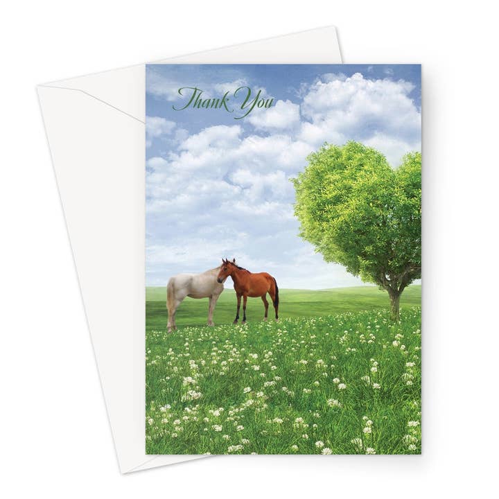 Carte de vœux de remerciement Horse Friendship pour la vente par Wild And Arty