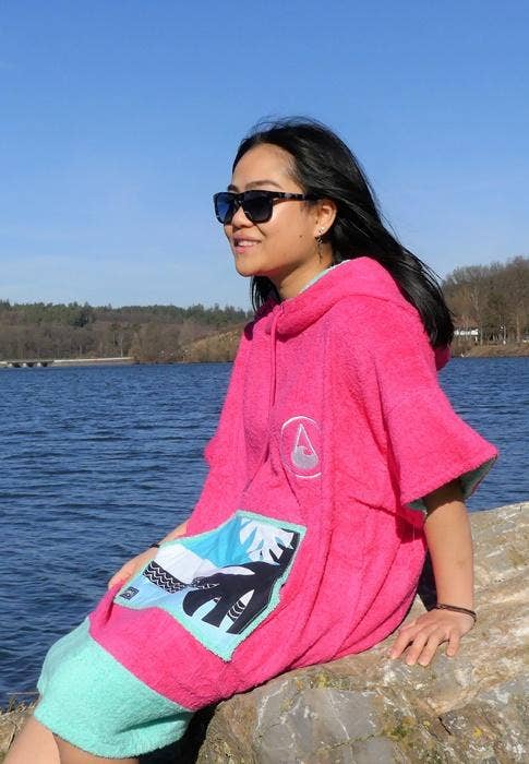 WAVE HAWAII - Wholesale Poncho - Women's - WAVE HAWAII Poncho Pink Wave3