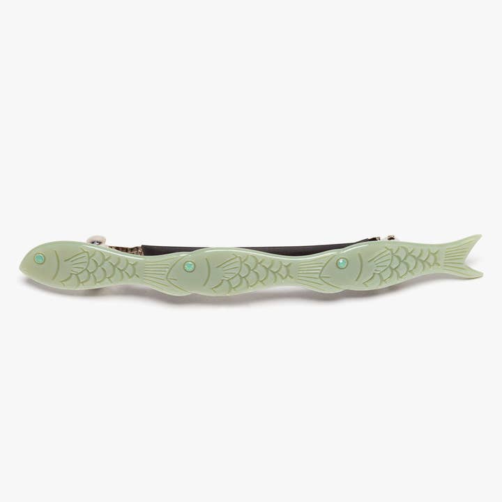 WINONA IRENE - Wholesale Hair Clip - Women's - Jade Fish Green Acetate Women's French Barrette Hair Clip