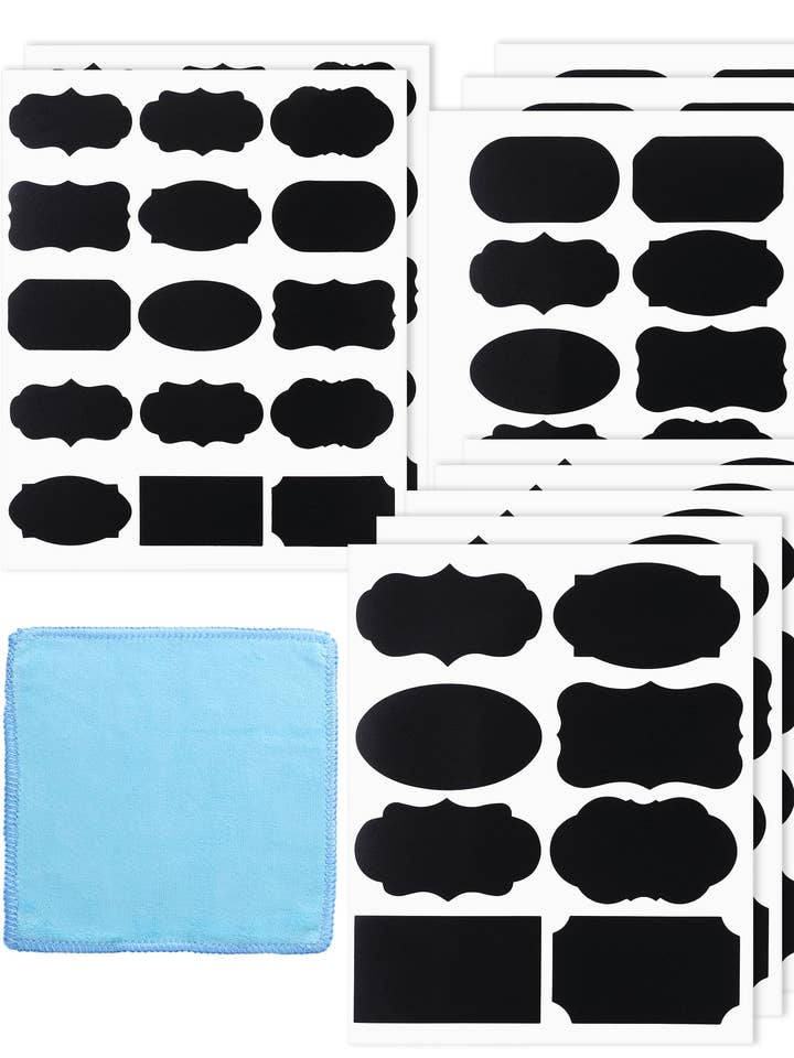 100 Assorted Chalkboard Labels with Marker & Towel for wholesale by Mr. Pen