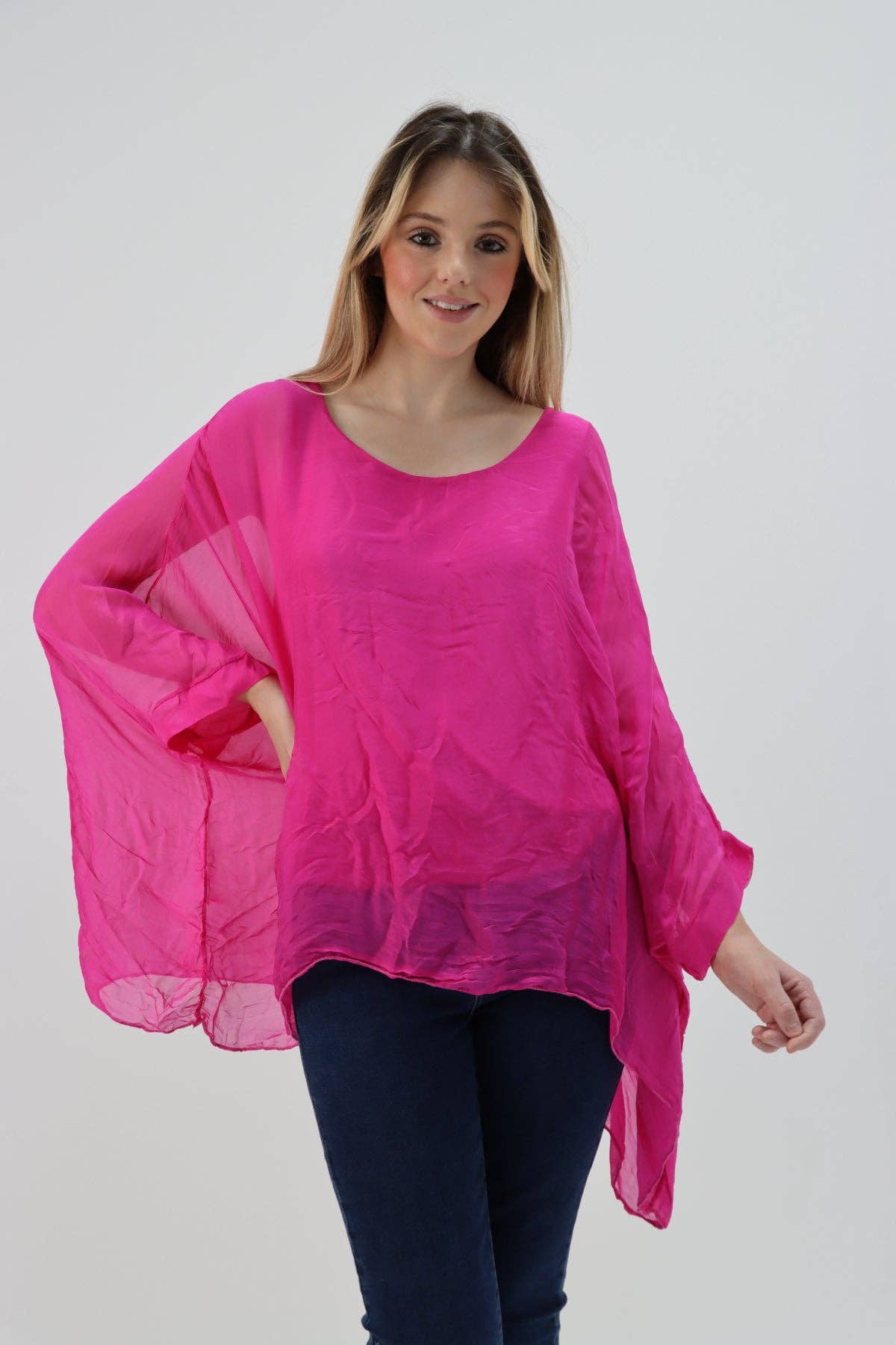 Miss Bold - Wholesale Tunic - Women's - Italian Plain Batwing Silk Tunic Top18