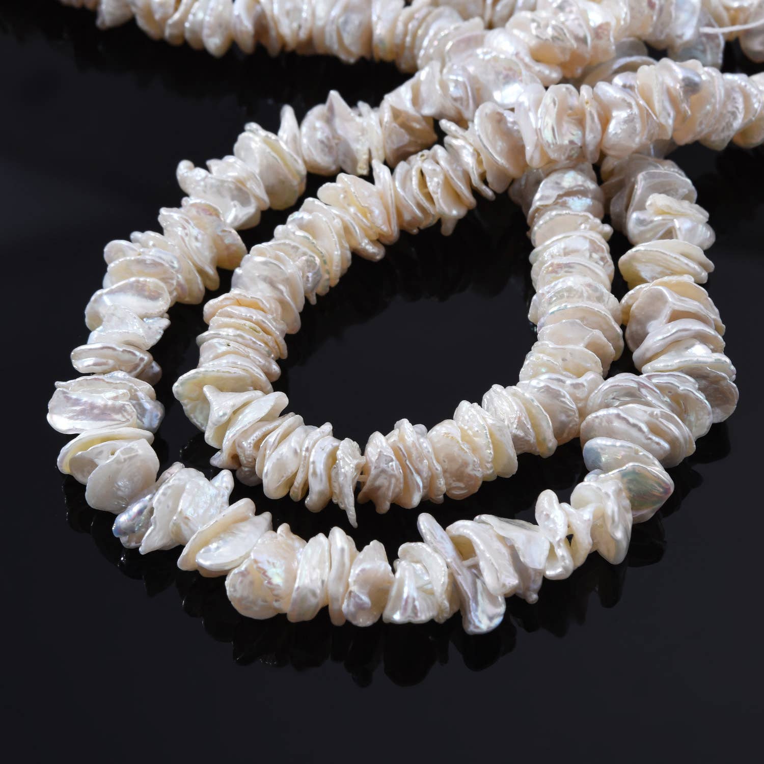 findings4uGem - Wholesale Beaded/Pearl Necklace - Natural Keshi Heishi Shaped White Pearl Beads Jewelry FWP0233