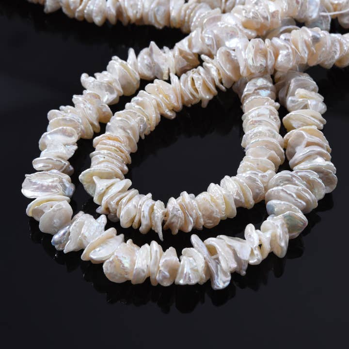 findings4uGem - Wholesale Beaded/Pearl Necklace - Natural Keshi Heishi Shaped White Pearl Beads Jewelry FWP0233