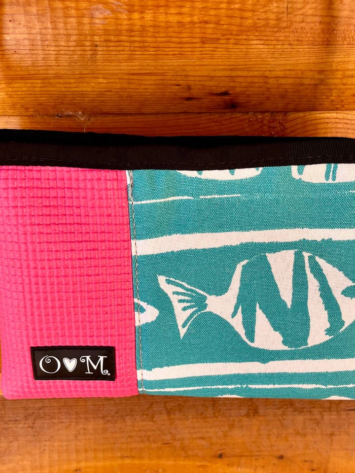 GoGo Pink-Fish Print Teal Fabric for wholesale by OlovesM.com