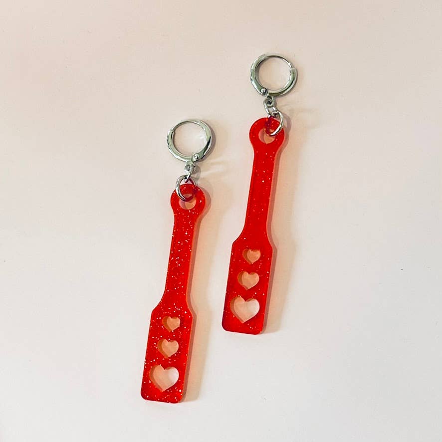 Foolish Fetish - Wholesale Huggie Earrings - Heart Paddle Earrings - 2 Colors and 3 Sizes