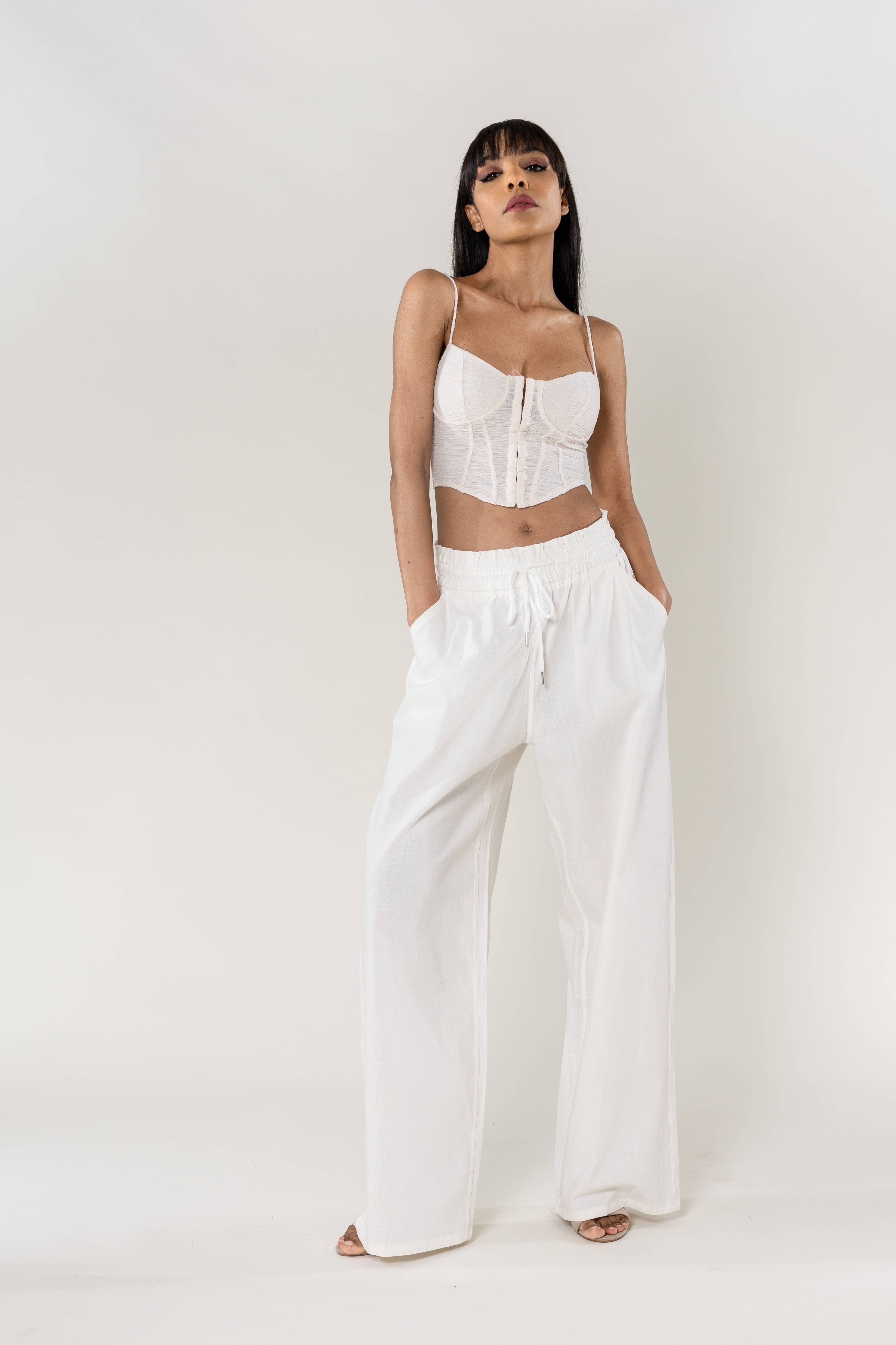 Nina Carter - Wholesale Pants - Women's - Nina Carter linen-style pants with elastic waistband A00139
