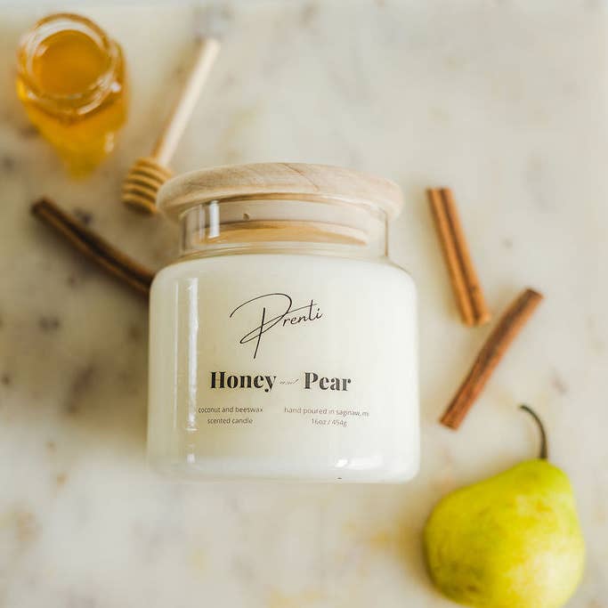 Prenti - Luxury, Non-Toxic Home Fragrance - Wholesale Jar/Filled Candle - Honey and Pear Candle2