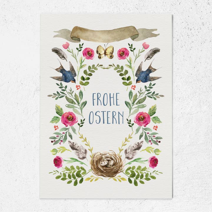 Postkort Glad Påske A6 typografi for engroshandel hos Justepixx