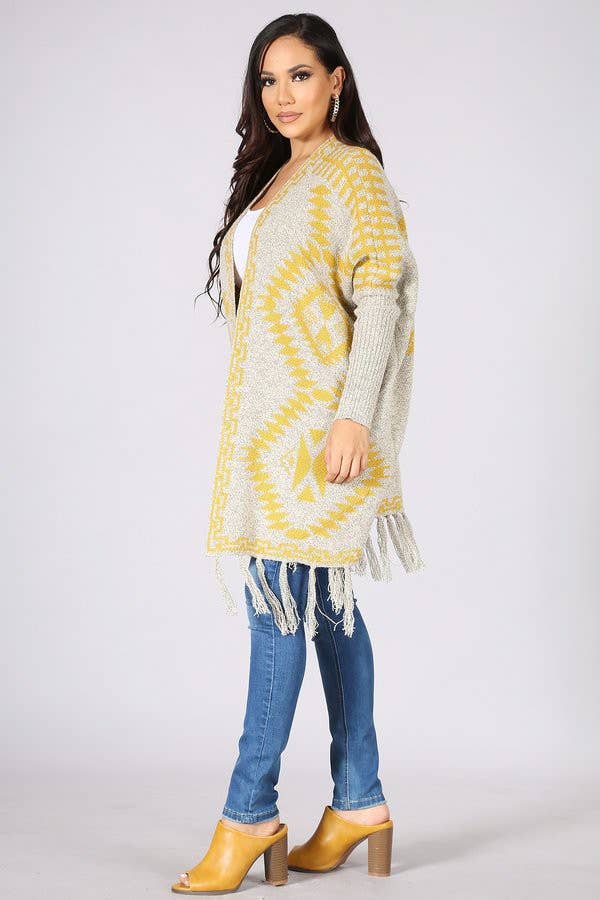 Oceanus Apparel - Vente Cardigan – femme - OUG10622-SP Cardigan en tricot poncho tribal à franges14