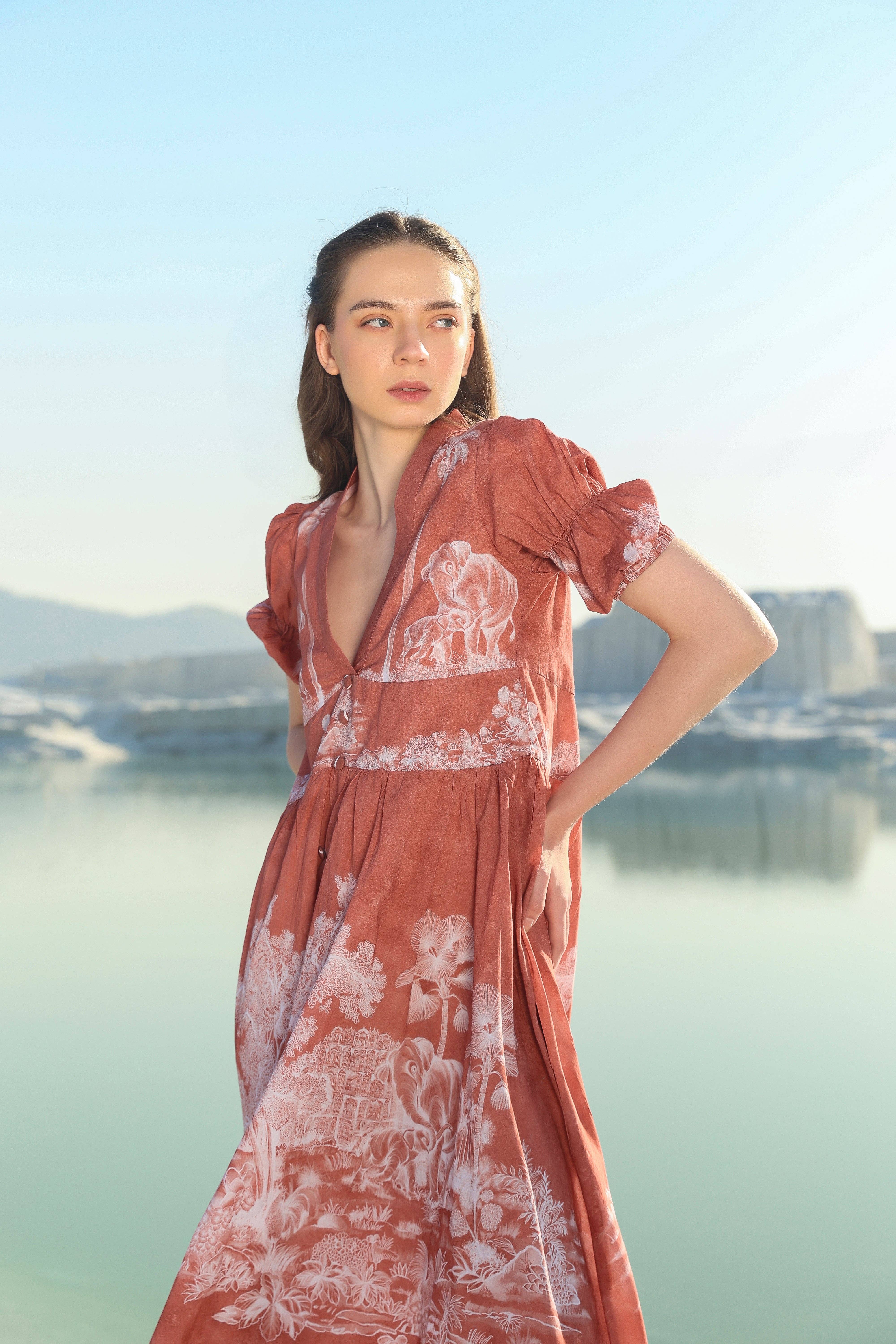 Mocha mousse Delicate darling tier Midi dress for wholesale on Faire2