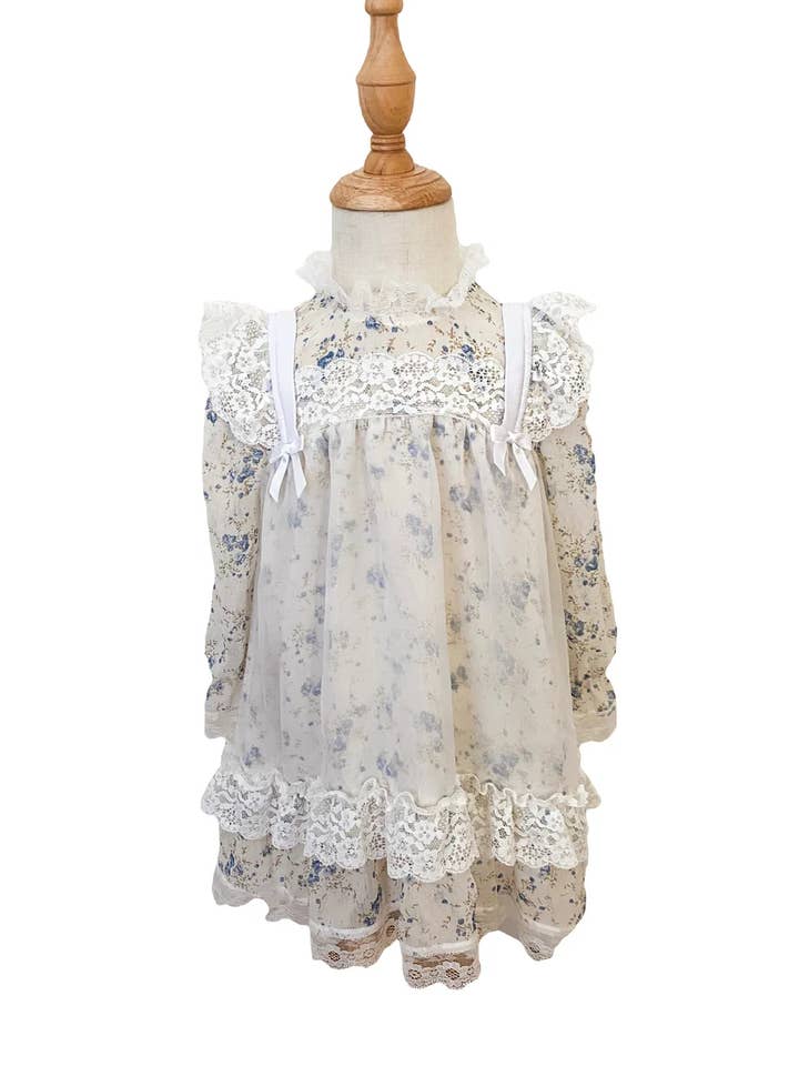 Robe à manches longues en dentelle florale pour petites filles pour la vente par Ariti Kaziris