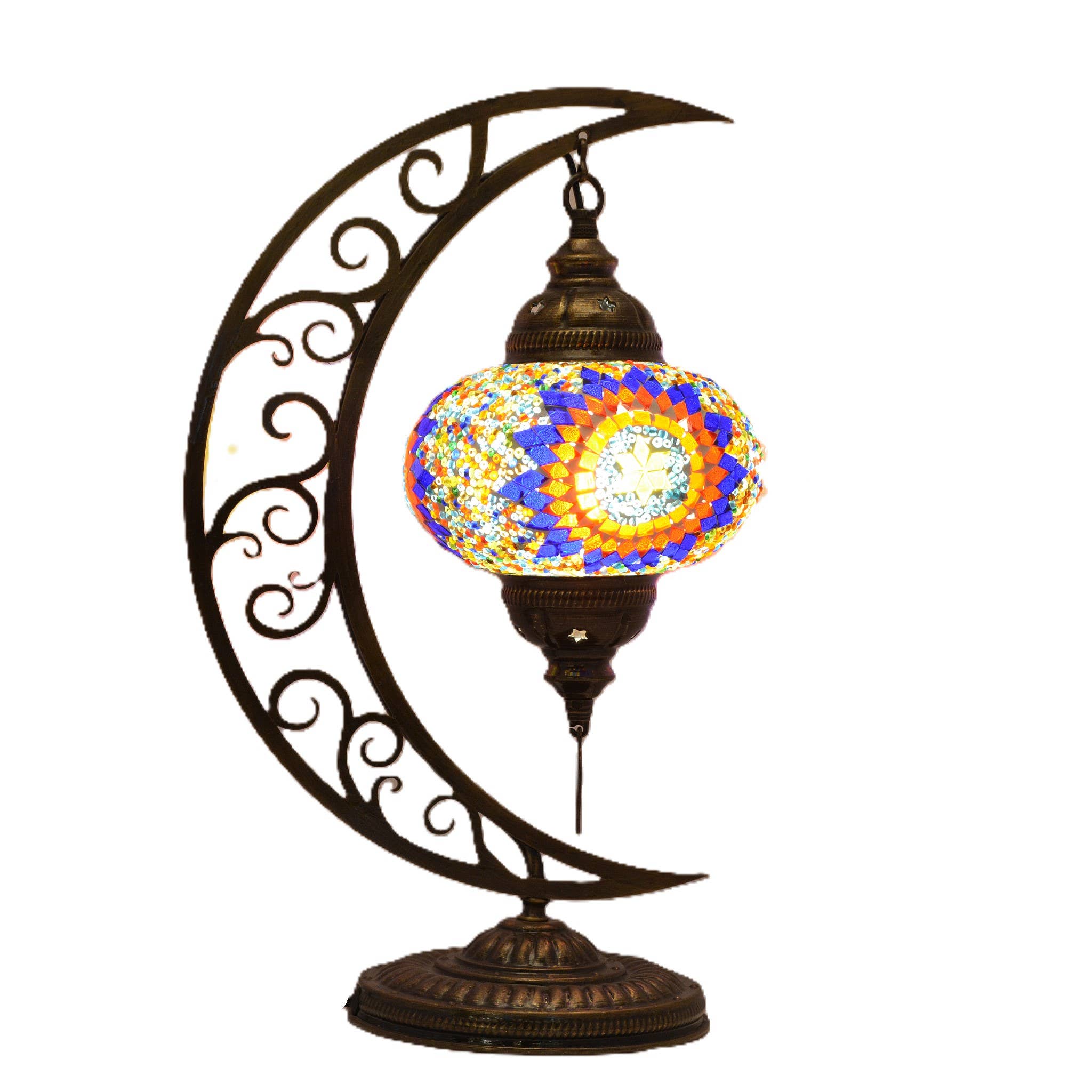 Import Corner - Vente Lampes d'appoint/de bureau - 86528 : LAMPE DE TABLE MOSAÏQUE CROISSANT DE LUNE 7" – BASE TACTILE2