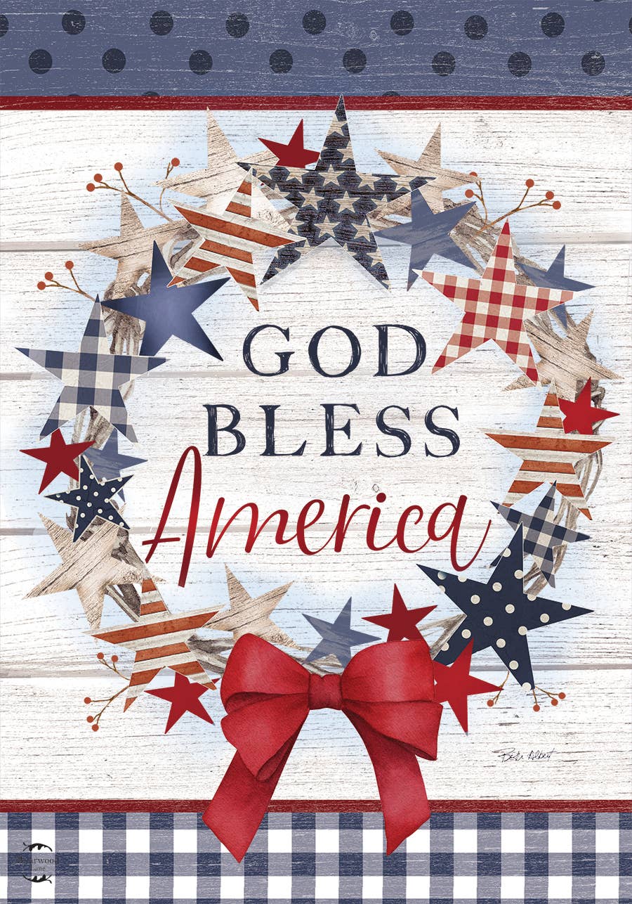 Briarwood Lane - Wholesale Flag - American Wreath Rustic Garden Flag1