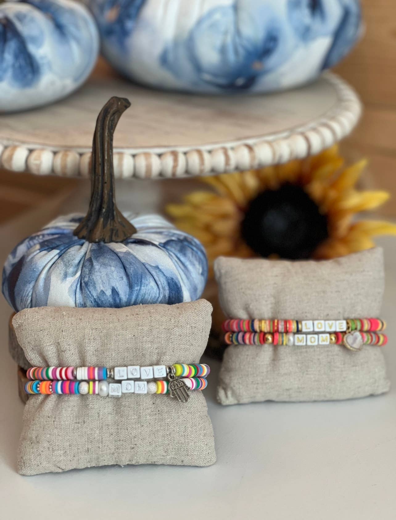 Leanne Bruce Co. - Wholesale Jewelry Set - Bracelet Duo MOM LOVE Handmade Stretchy Polymer Clay Disks3