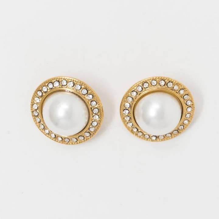 Nubes de Mazapan - Venta al por mayor Pendientes de botón/aretes de poste - PENDIENTES DE BOTÓN EN LATÓN CHAPADO EN ORO DE 18KT