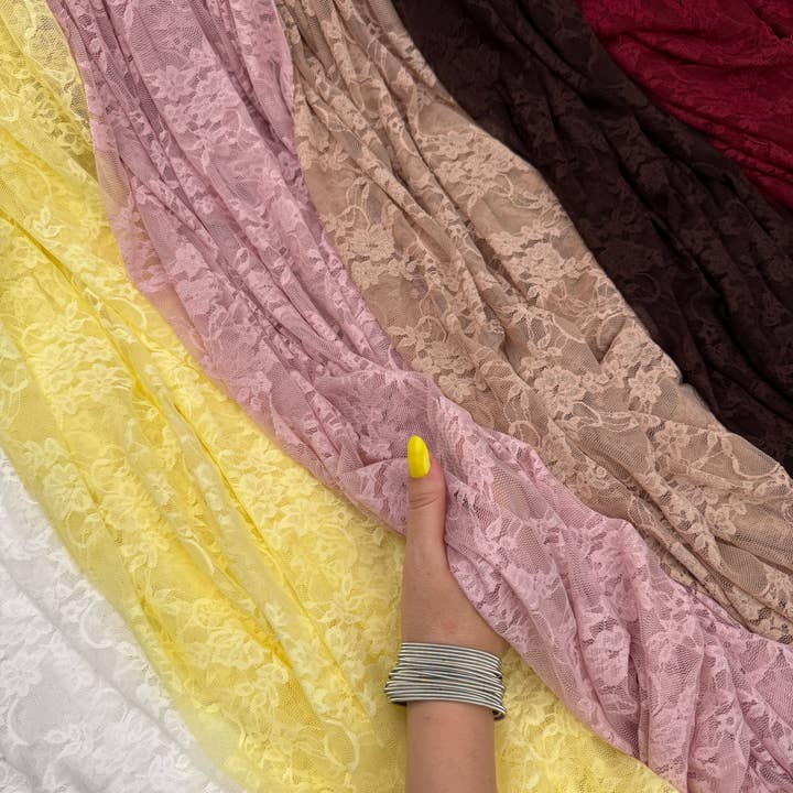 Tela de encaje floral vintage elástica, elasticidad en 4 direcciones, 80 g/m² para venta al por mayor de GalaTextile