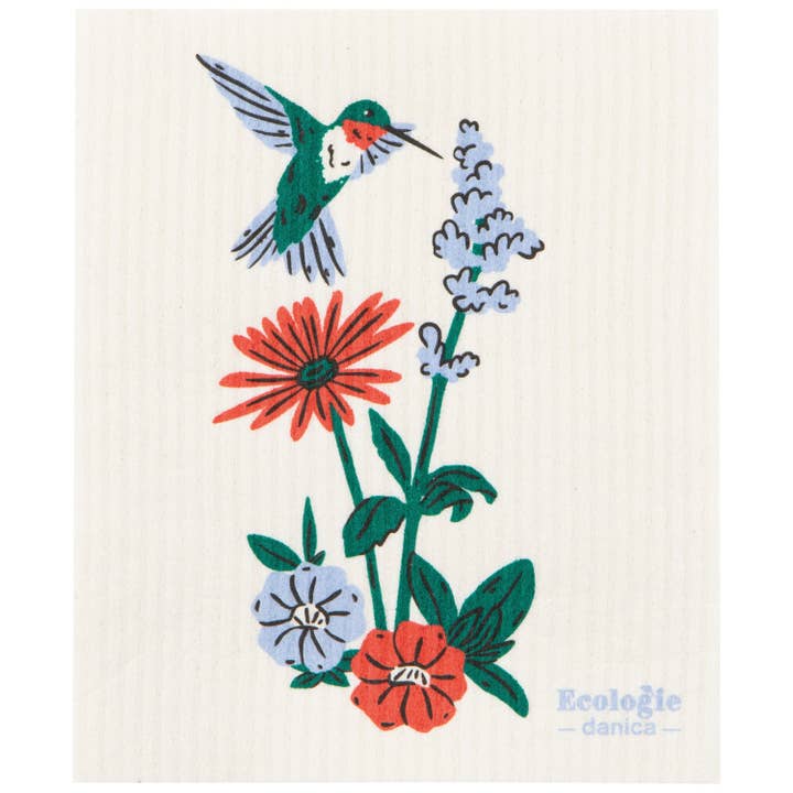 Hummingbird Floral Swedish Dishcloth for wholesale by Ecologie
