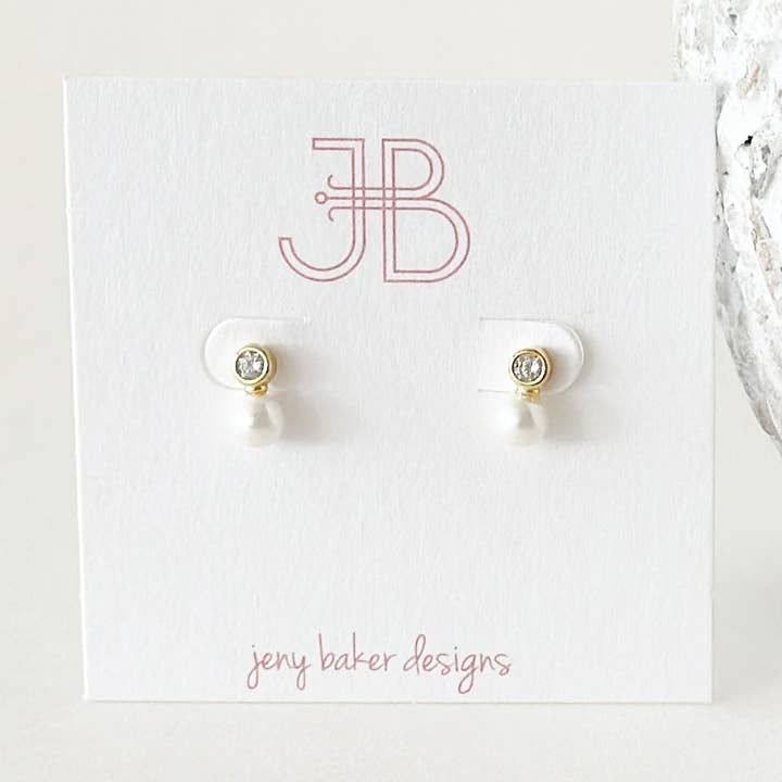 Polly Pearl Studs for wholesale by Jeny Baker Designs