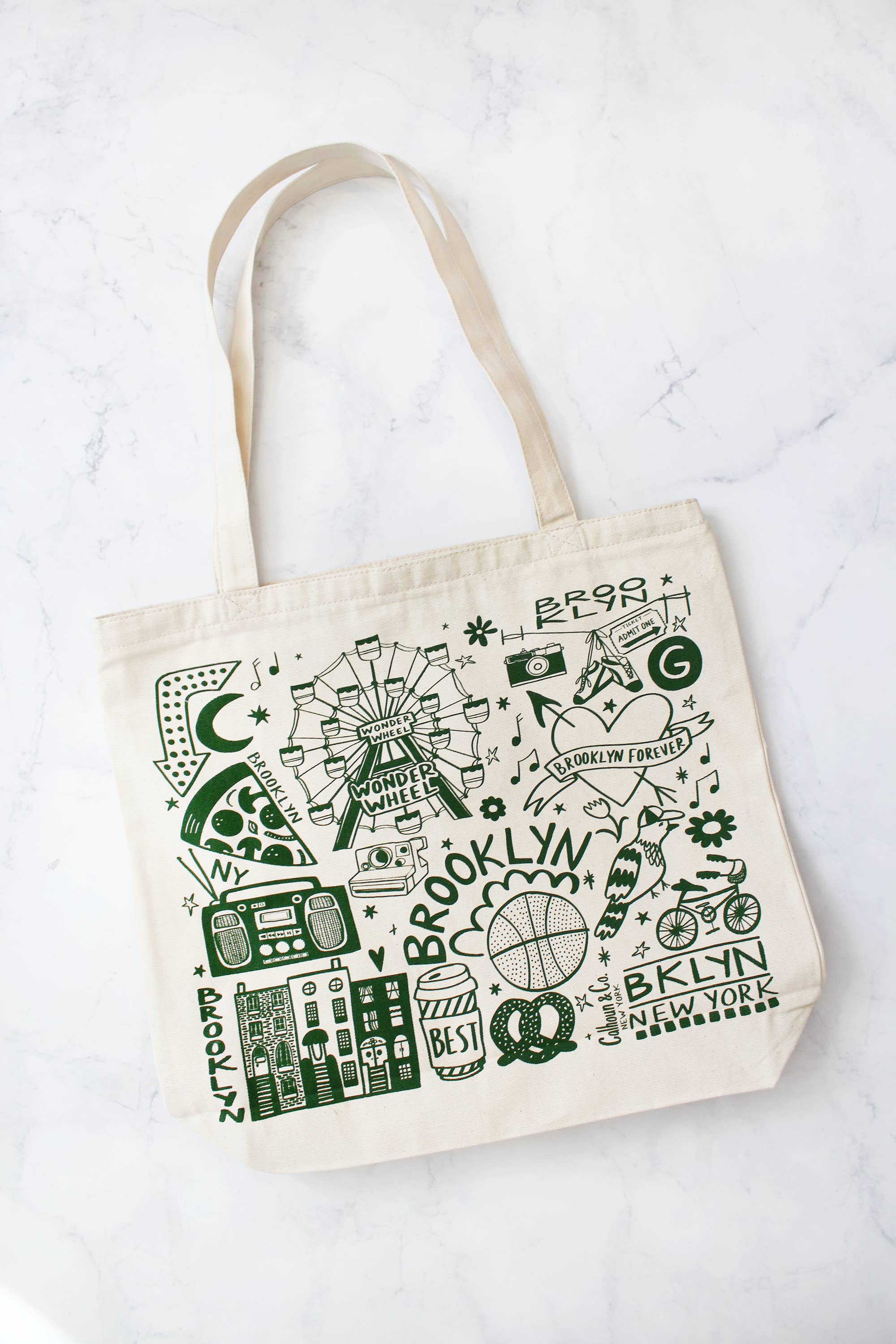 Calhoun & Co. - Wholesale Tote Bag - Unisex - Brooklyn Canvas Tote Bag with Zipper Closure