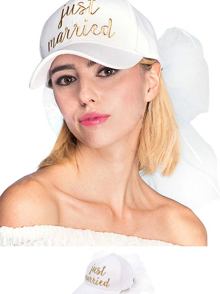 C.C JUST MARRIED Wedding Theme Veil Bow Baseball Cap for wholesale by Hana
