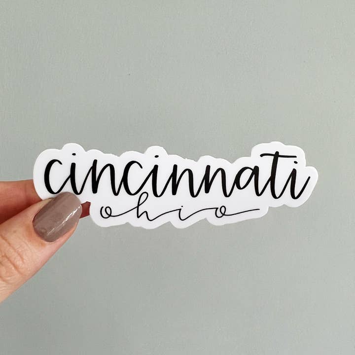 Cincinnati Ohio vinyl sticker for wholesale by Lemon Press Studio